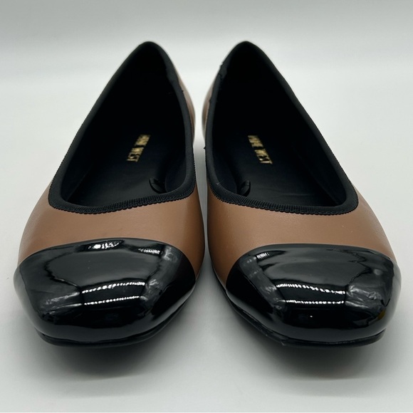 Nine West Teland3 Flats | Two-Tone Pecan & Black Cap Toe Ballet Shoes Size 7 NIB - Picture 6 of 12